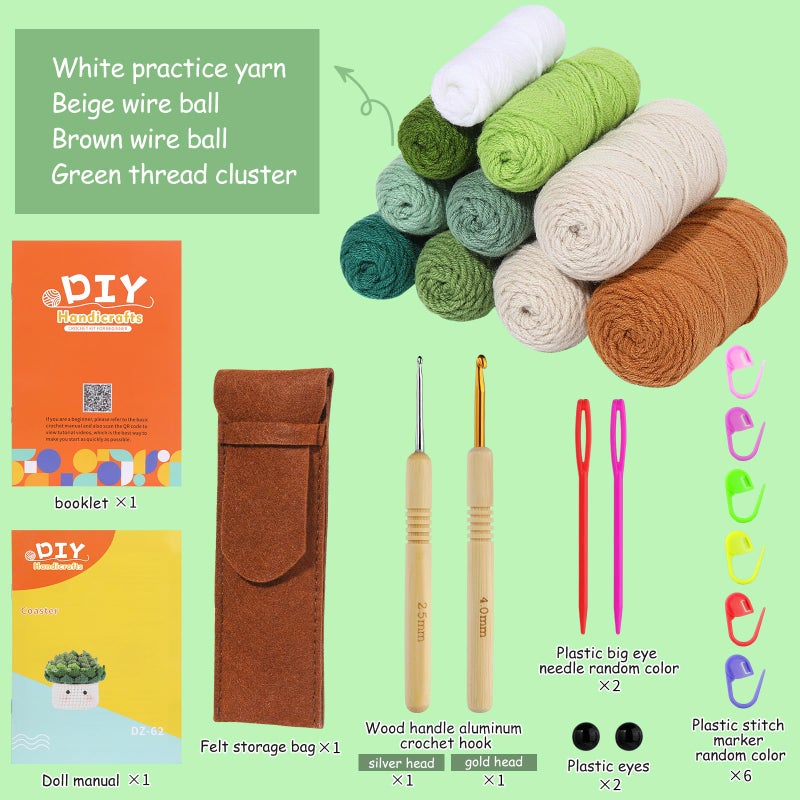Hssugi Crochet Kit for Beginners - 6pcs Coasters in a Plant Pot Crochet Start Kit  Complete Beginner Crochet Kit with Crochet Hooks  Yarn  Clear Video Tutorials for Adult Beginners - Image 5